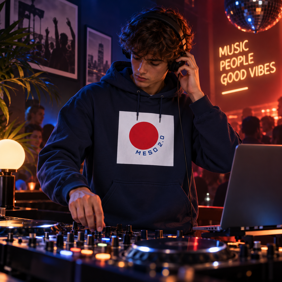 Meso 2.0 Hoodie Rond Rouge Navy