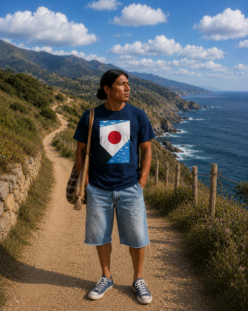 Meso. T-Shirt bleu Traversée  Avant