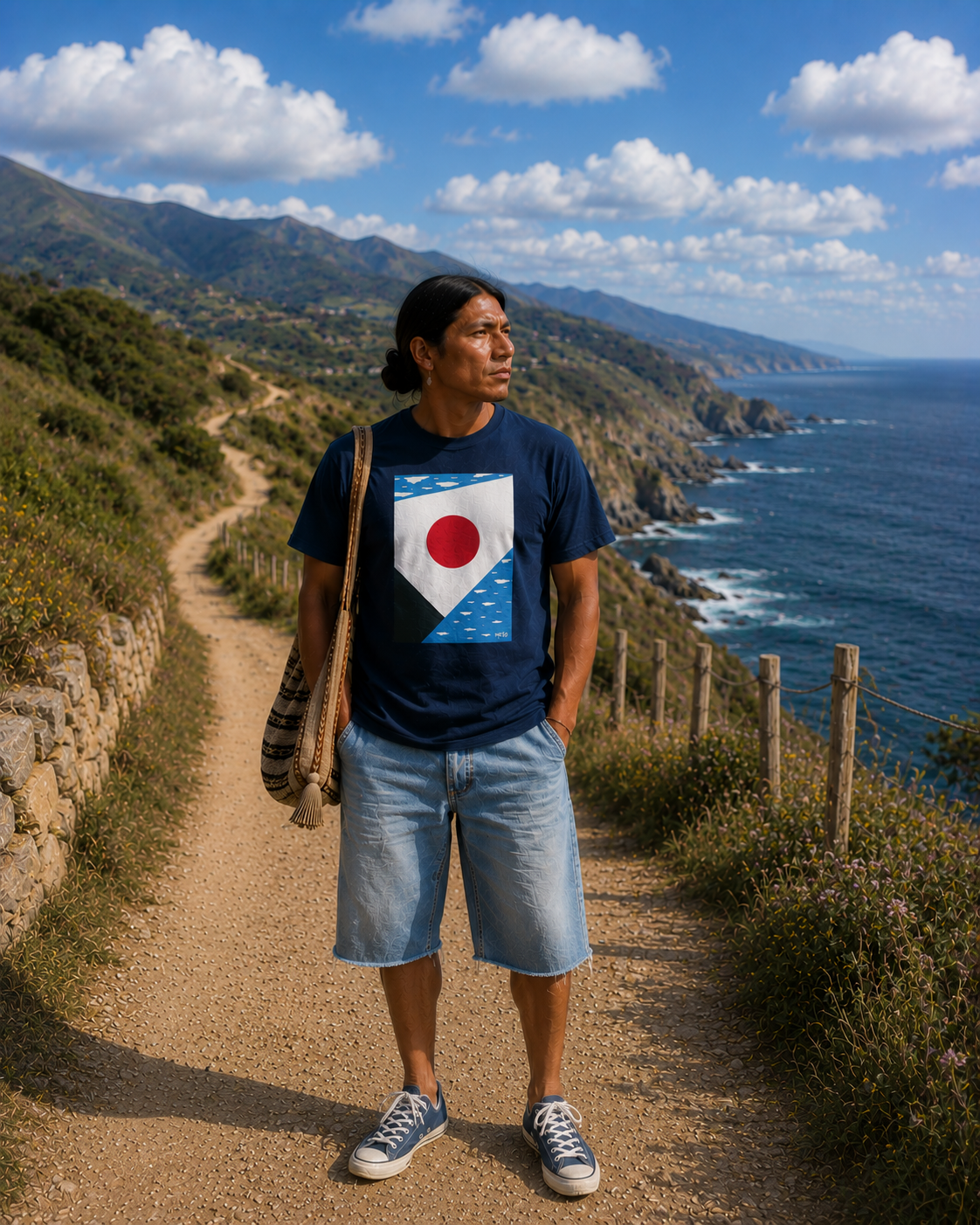 Meso. T-Shirt bleu Traversée  Avant