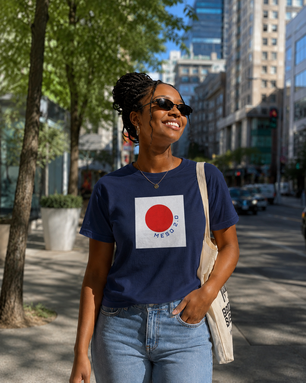 Meso 2.0 T-Shirt bleu rond rouge
