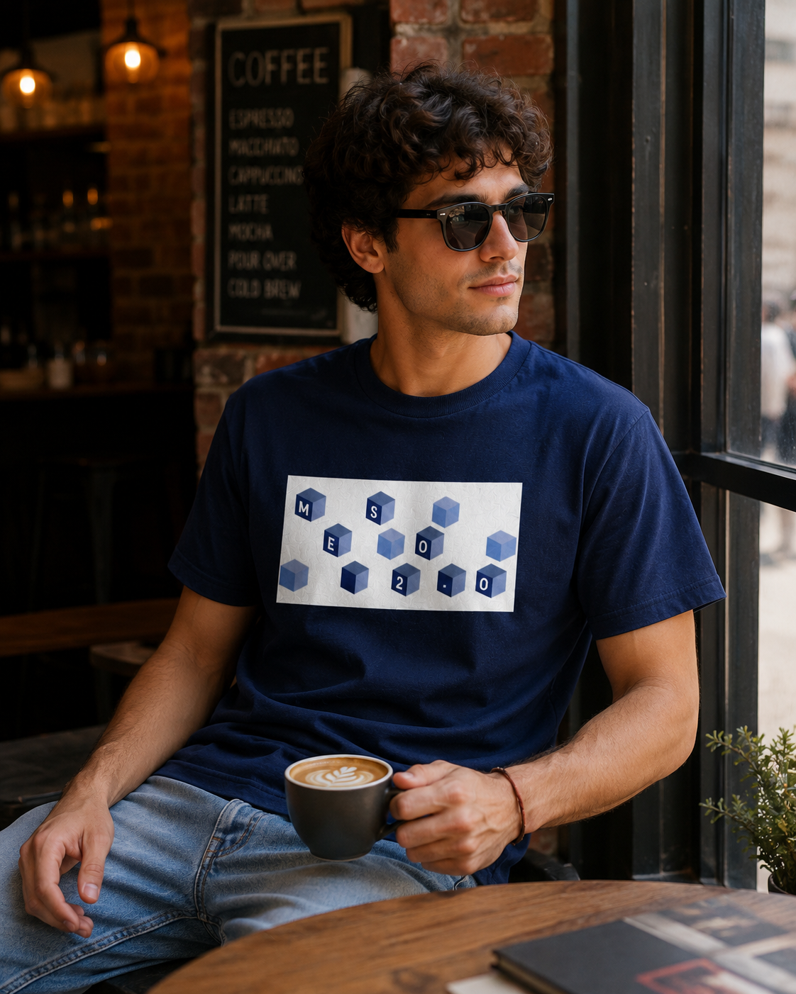T-Shirt Meso 2.0 bleu Cubes
